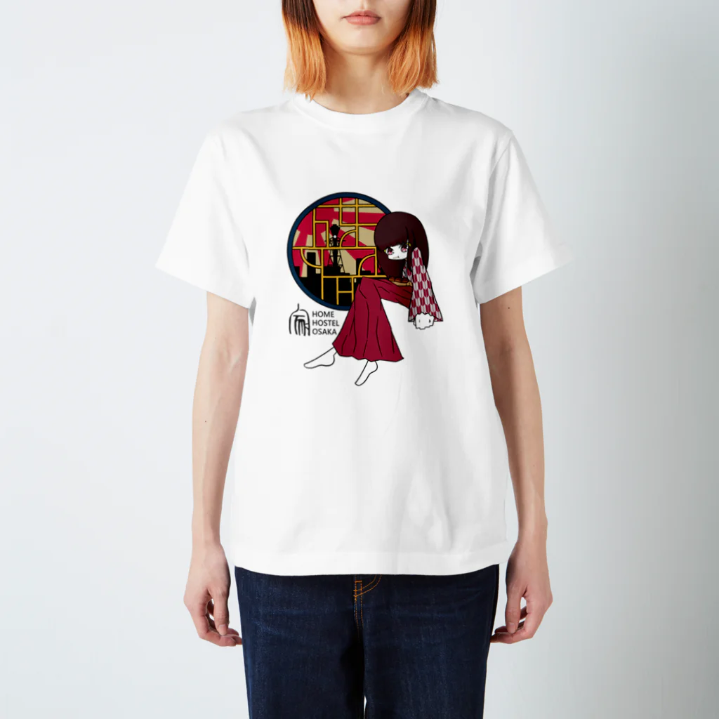 HOMEHOSTELGalleryのてるねこ × HOME HOSTEL OSAKA 新世界 スタンダードTシャツ