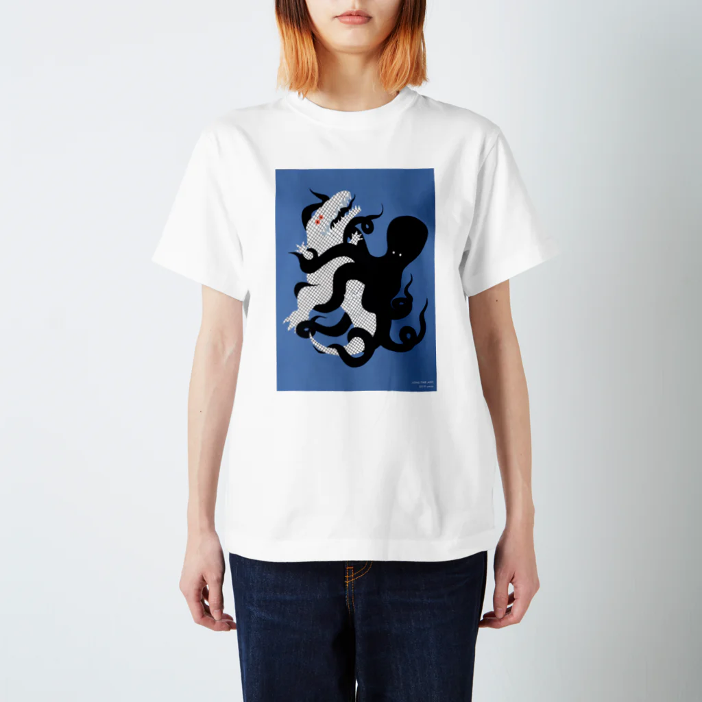 umaoの恐竜VSタコ 티셔츠