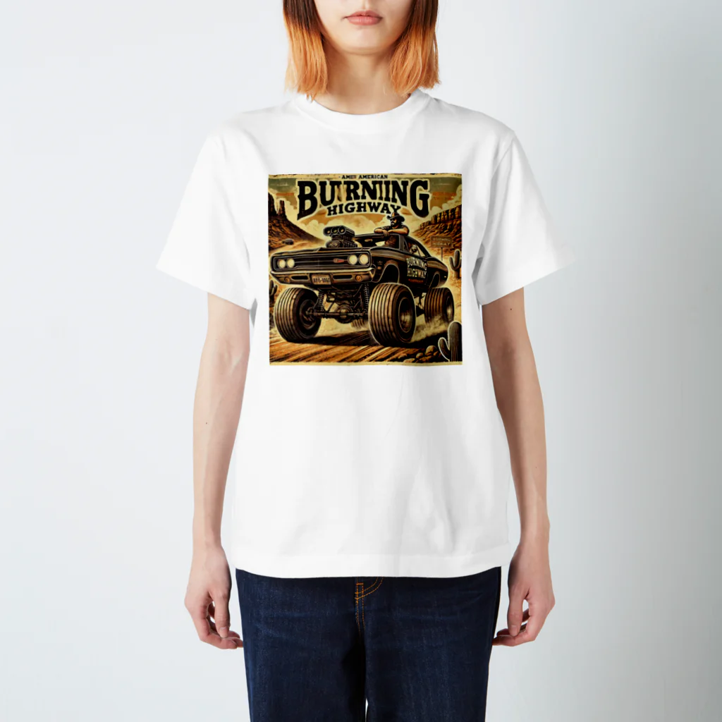 monkmonのバーニングハイウェイ2 Regular Fit T-Shirt