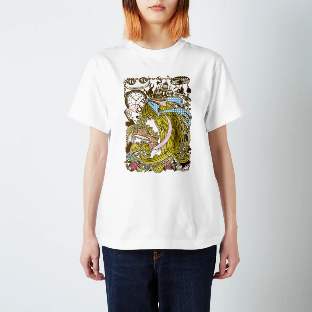 Cɐkeccooの不思議の国のアリス-横顔(セピア-パステル) Regular Fit T-Shirt