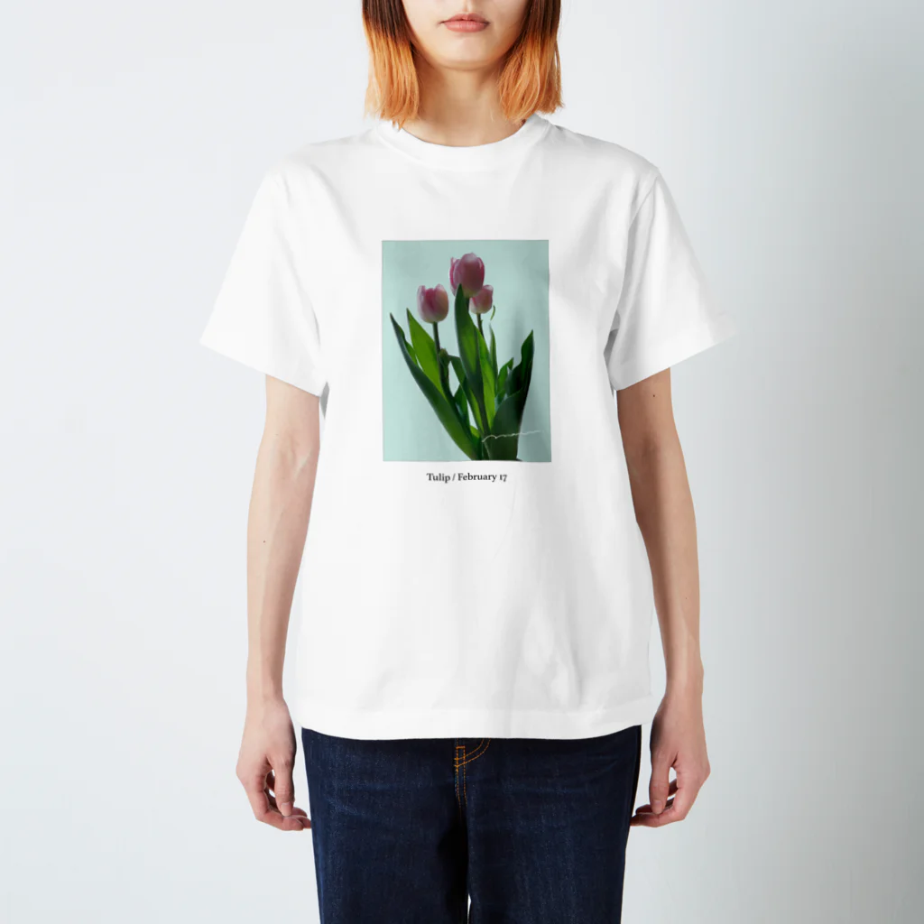 FUJIMARUのTulip / pink blue スタンダードTシャツ