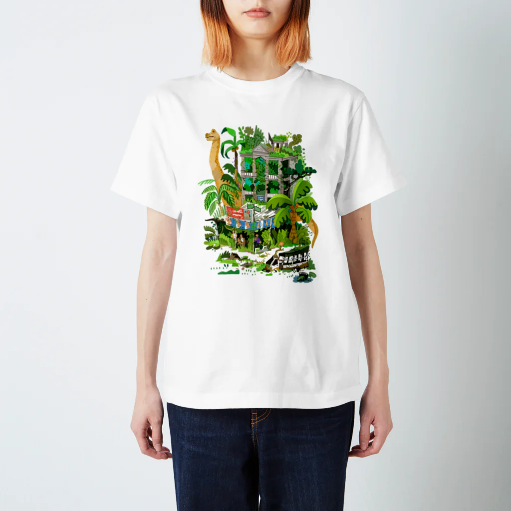 おかやまたかとし & こやまもえ／イラストレーターのJUNGLE（首長竜） Regular Fit T-Shirt