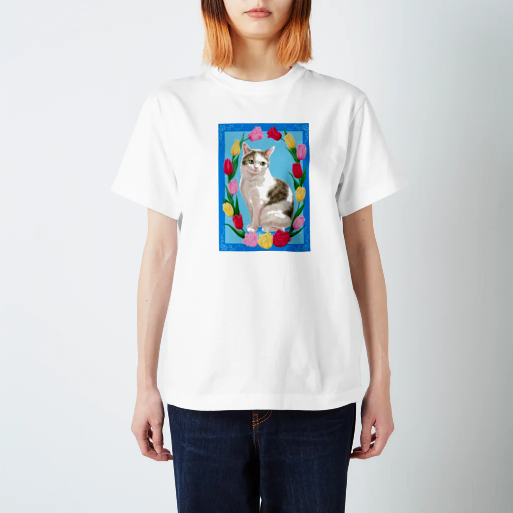 Ａｔｅｌｉｅｒ　Ｈｅｕｒｅｕｘのチューリップと猫 スタンダードTシャツ