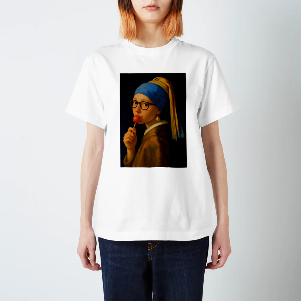 エム・スターのCANDY GIRL with a Pearl – 真珠とキャンディの少女Tシャツ Regular Fit T-Shirt