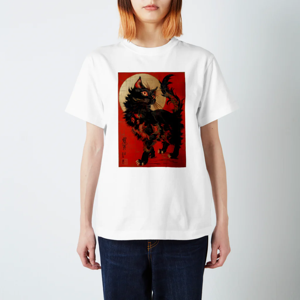 猫又庵🐈‍⬛Ukiyo-E CATのKABUKI CAT 003 Regular Fit T-Shirt
