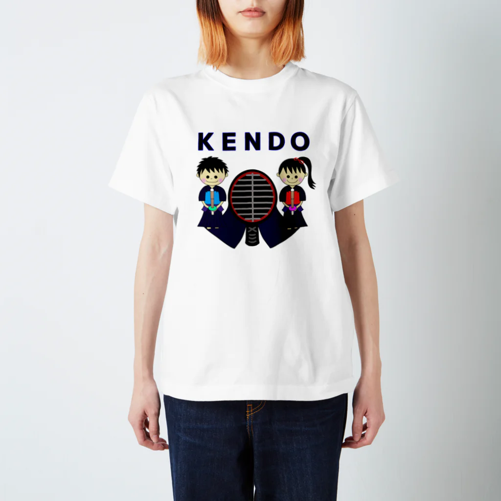 yoshiFactoryの剣道“ＫＥＮＤＯ”男子女子トンボ(ブルー) スタンダードTシャツ