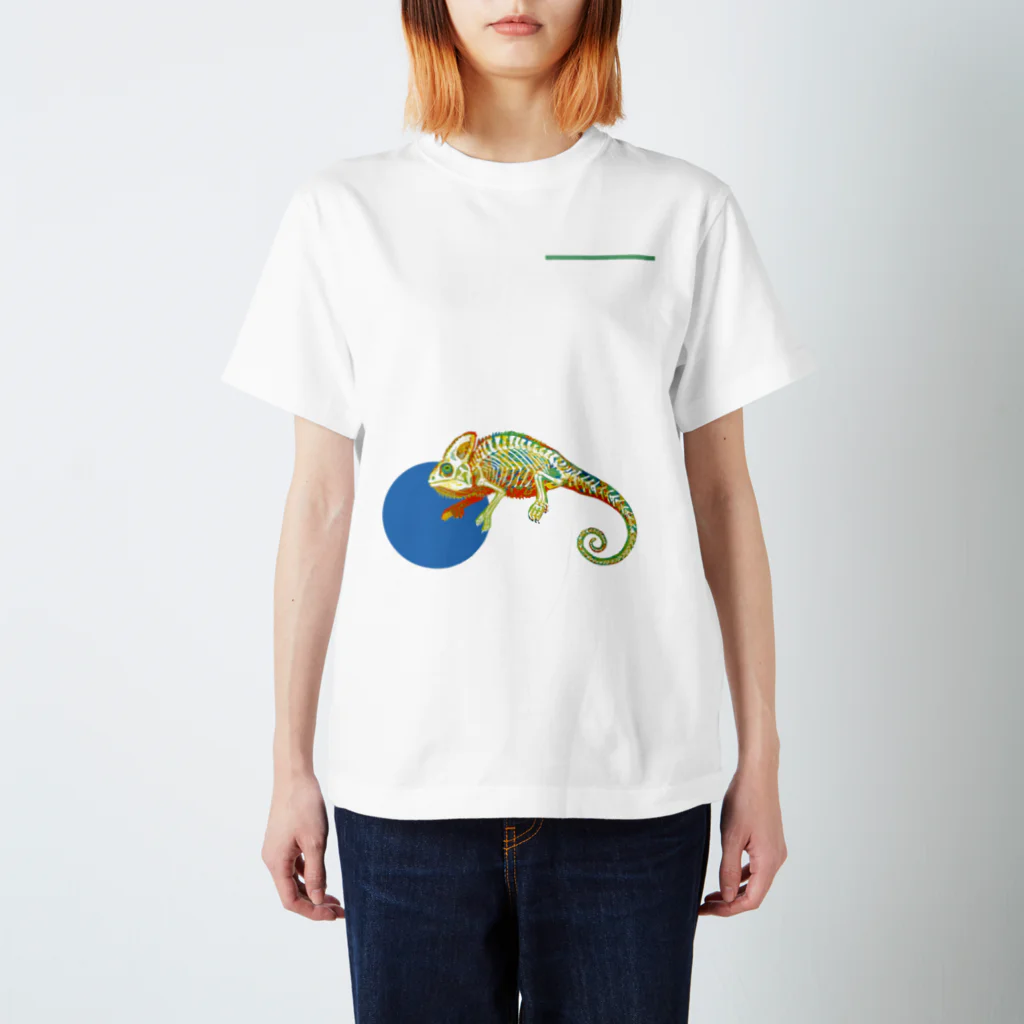 どうぶつのホネ、ときどきキョウリュウ。のエボシカメレオンのホネ スタンダードTシャツ