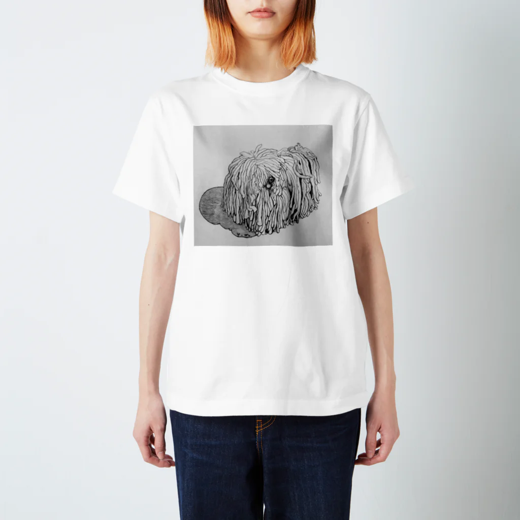 光平洋子のかしこいプーリー犬が振り向いた。puli illustration  Regular Fit T-Shirt