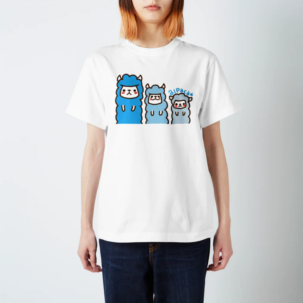 NEKOZE PANDAのアルパカ☆ブルー スタンダードTシャツ