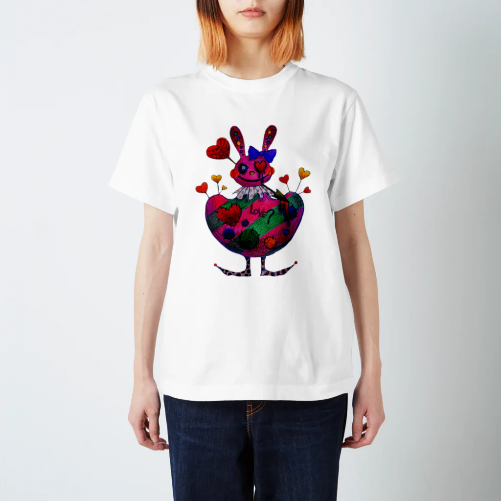 1616  -ｲﾁﾛｸｲﾁﾛｸ-の“LOVE?”うさぎ Regular Fit T-Shirt