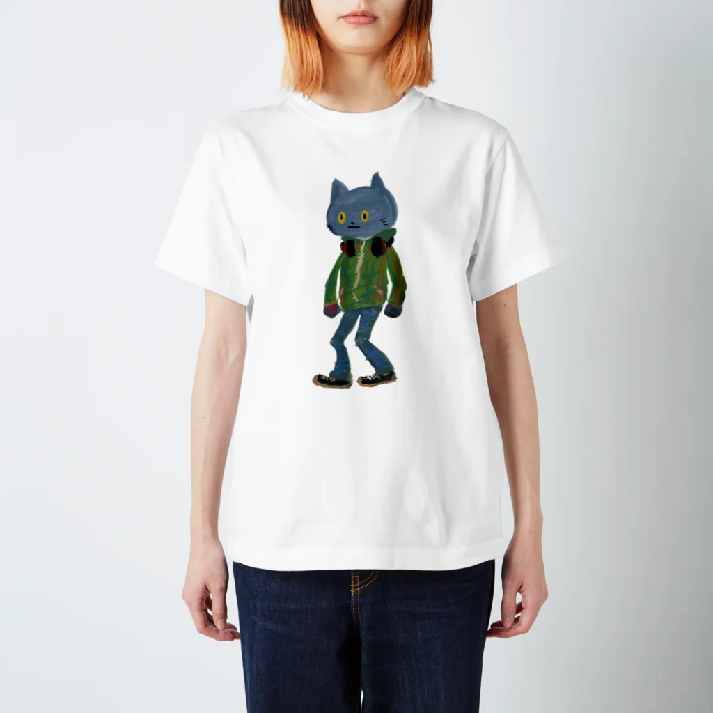 COULEUR PECOE（クルールペコ）のねこびとさん　ブルー スタンダードTシャツ