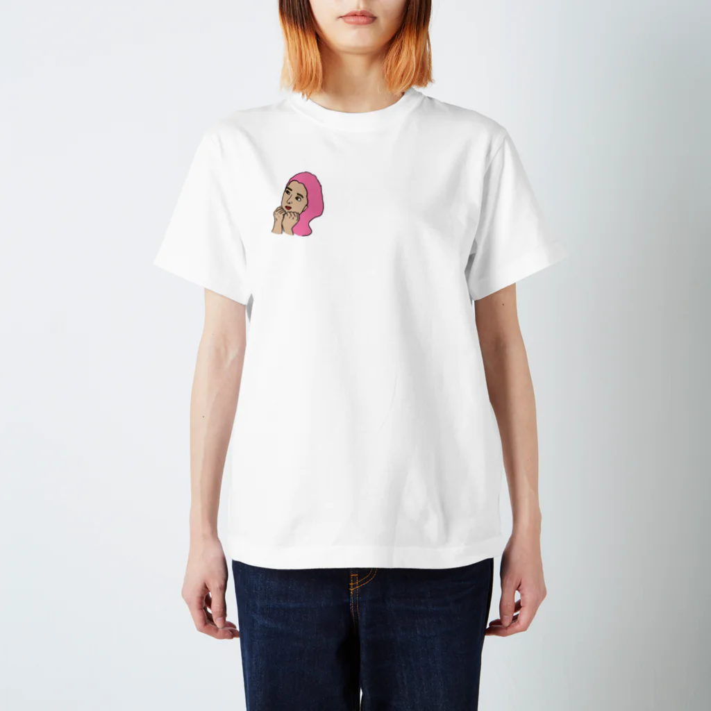 ikimonoのピンクの髪の女 Regular Fit T-Shirt