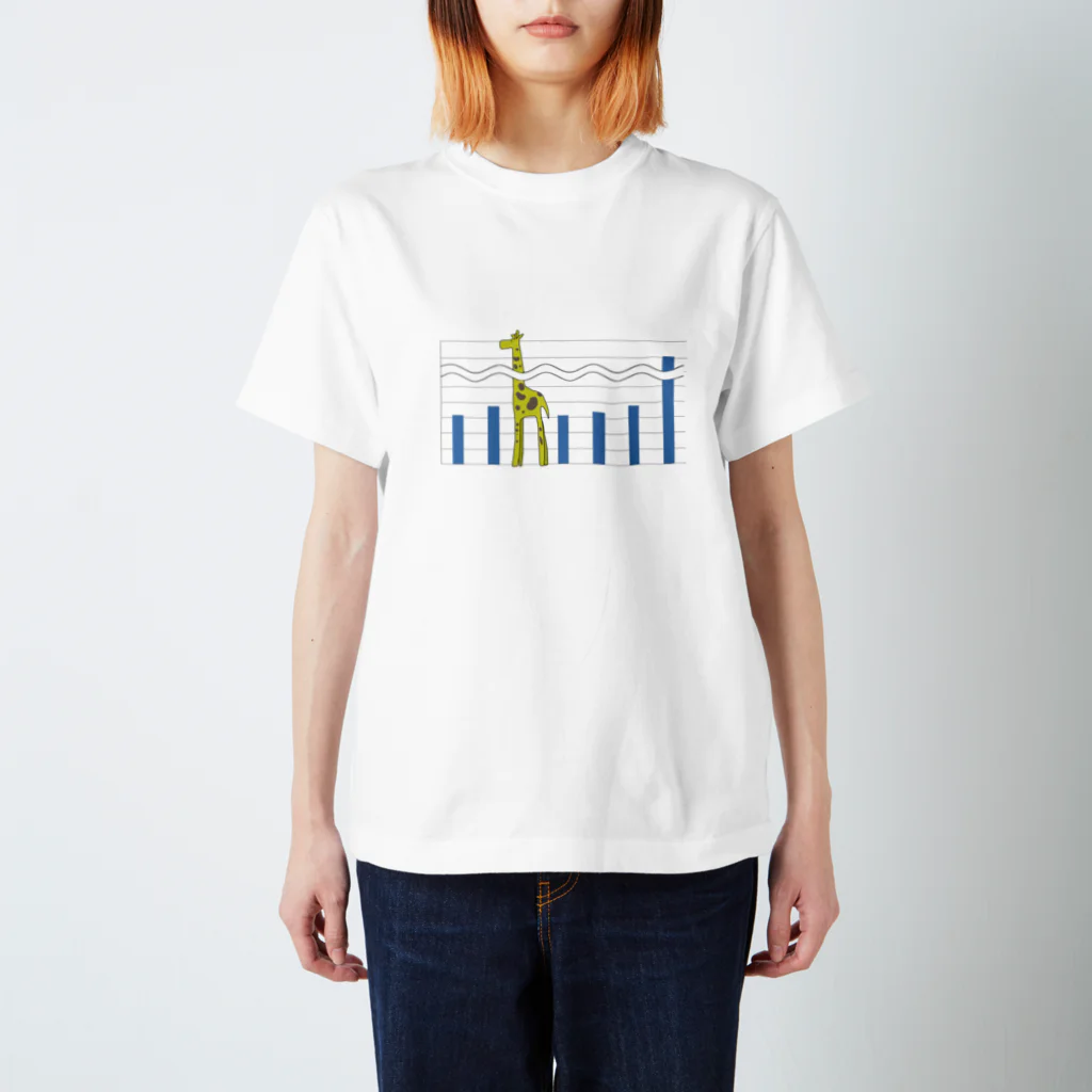 mitsu-wowのグラフに紛れるジラフ(縦線有り) Regular Fit T-Shirt