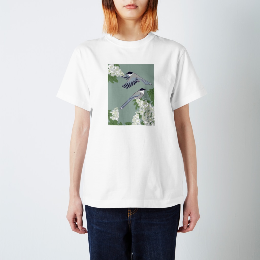 non.FuLFiLLのオナガと紫陽花 Regular Fit T-Shirt