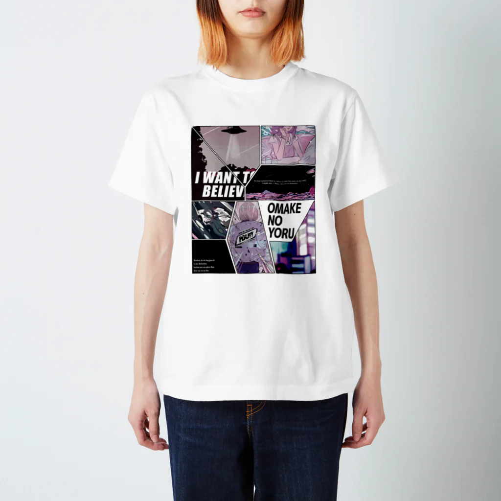 おまけの夜のNight Drive White Regular Fit T-Shirt