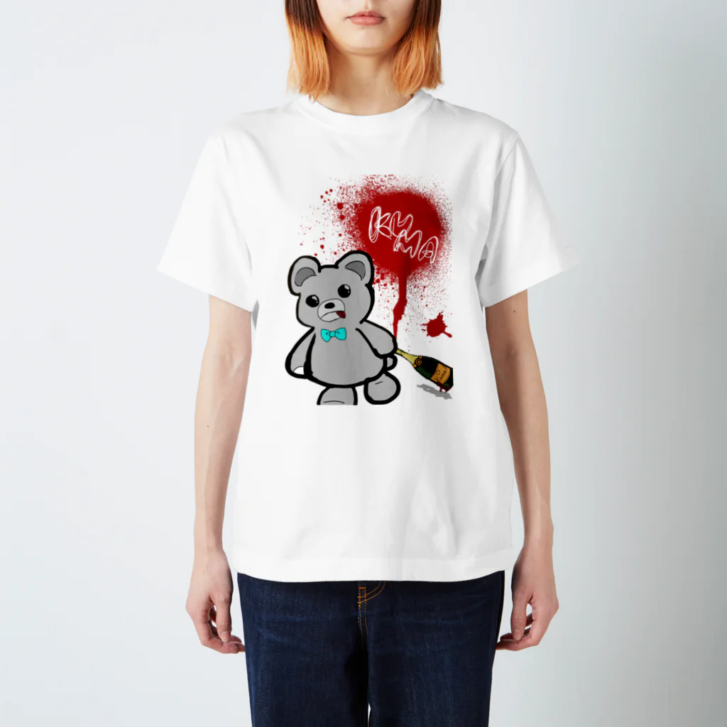 みみてゃのメンヘラ酒ヤクザのくまくん スタンダードTシャツ