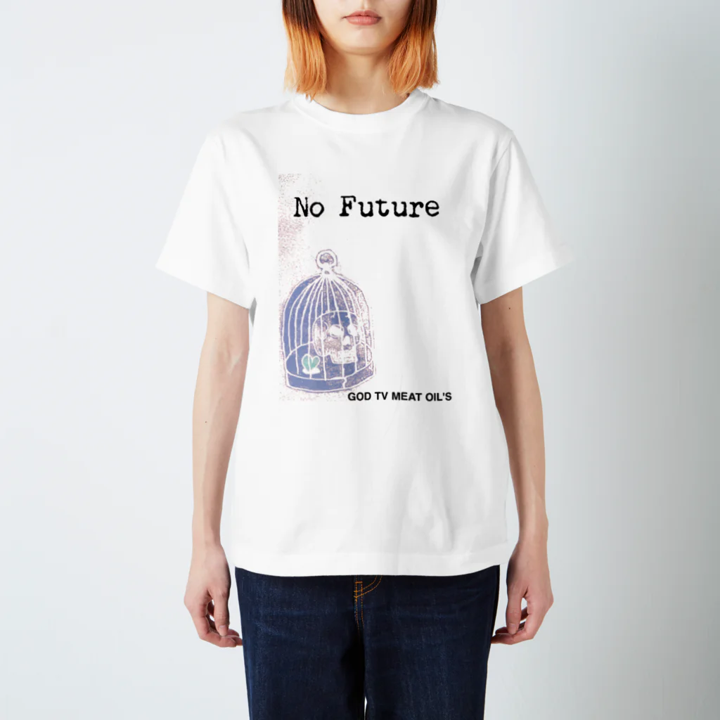 GOD TV MEAT OIL'S brand SUZURI内空中店舗のNo  Future-スカル×鳥かご スタンダードTシャツ