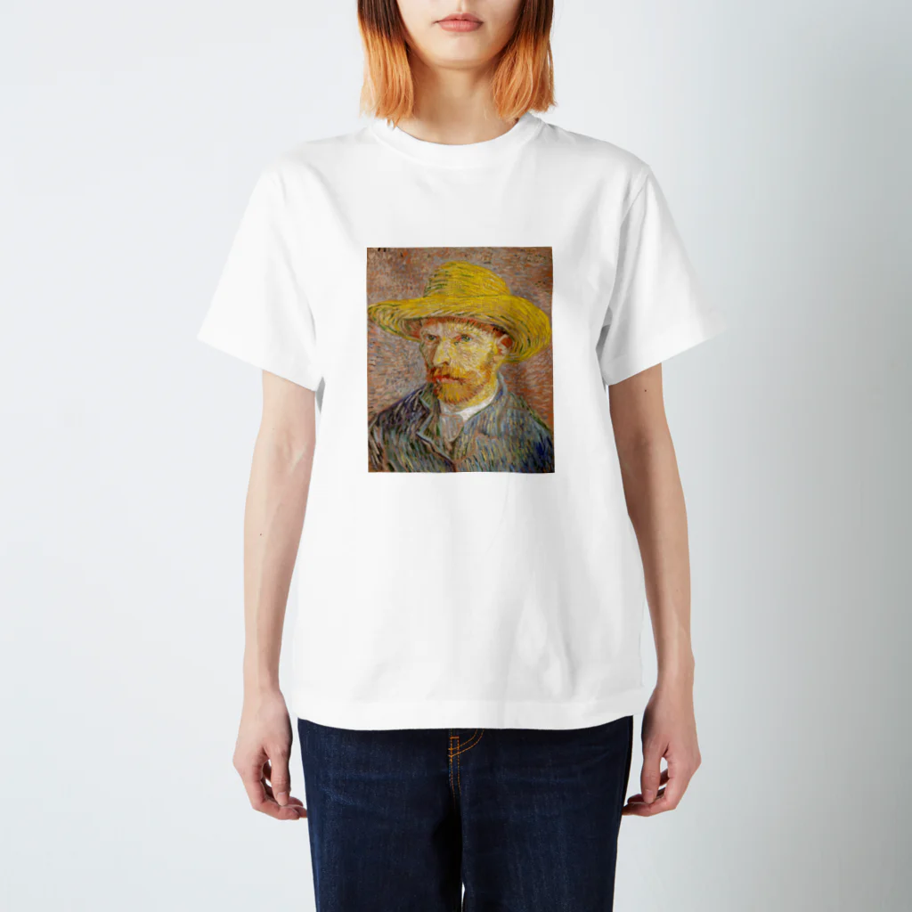 Art Baseのゴッホ / 1887 / Self-Portrait with Straw Hat Vincent van Gogh スタンダードTシャツ