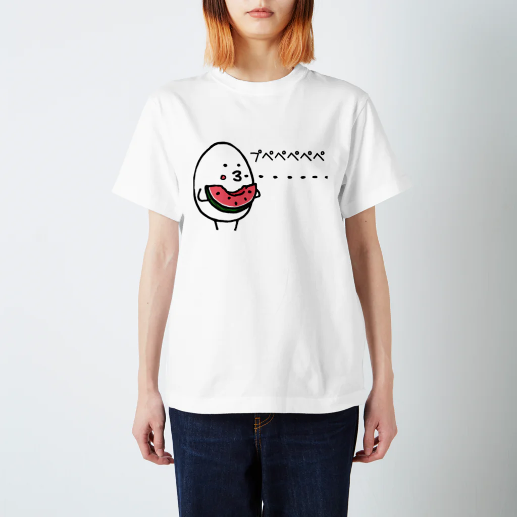 KAGEROu’s SHOPのユデタマゴ  スイカ スタンダードTシャツ