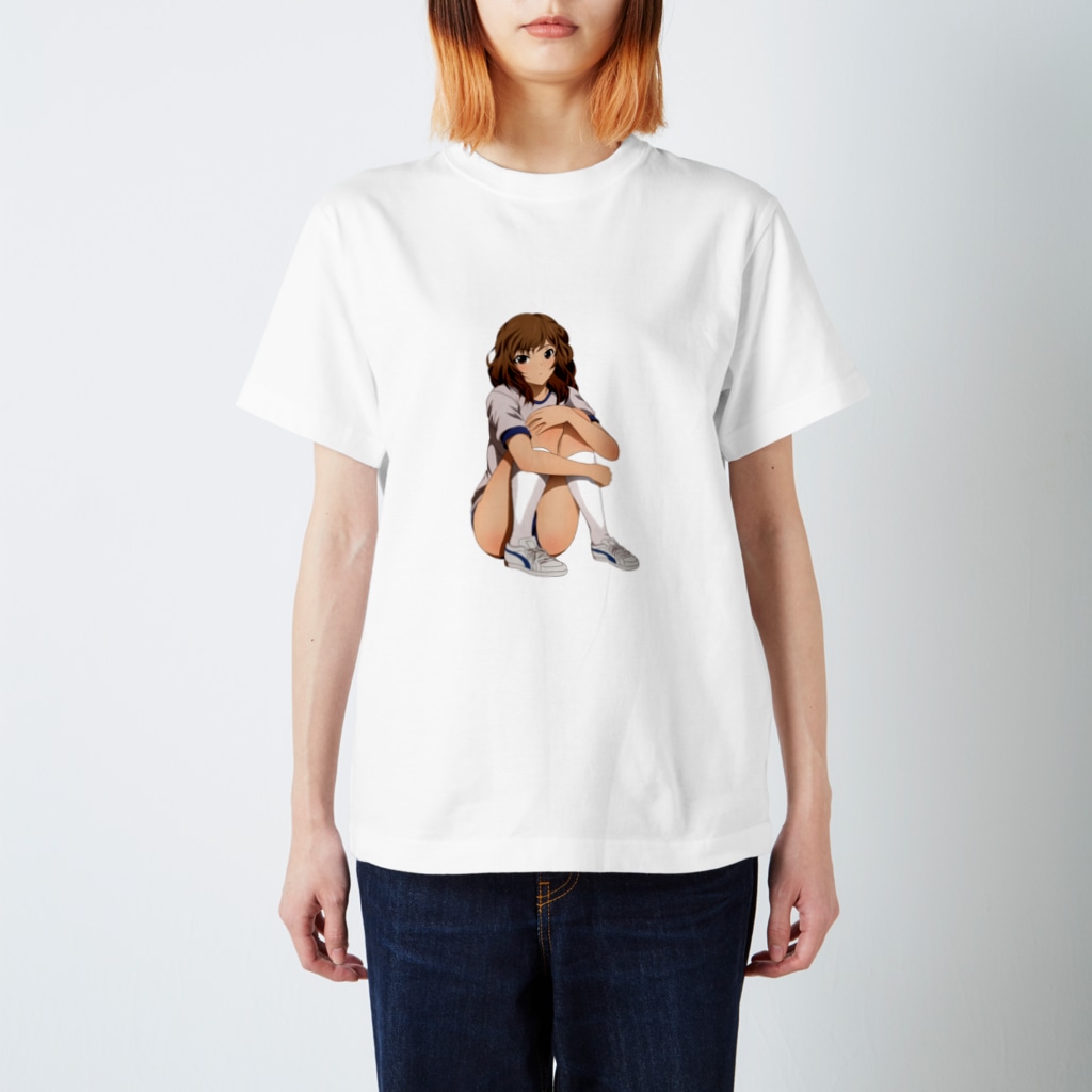 体育座りをしている女の子 Regular Fit T Shirt By Yadogen Suzuri 体育座りをしている女の子 Regular Fit T Shirt By Yadogen Suzuri