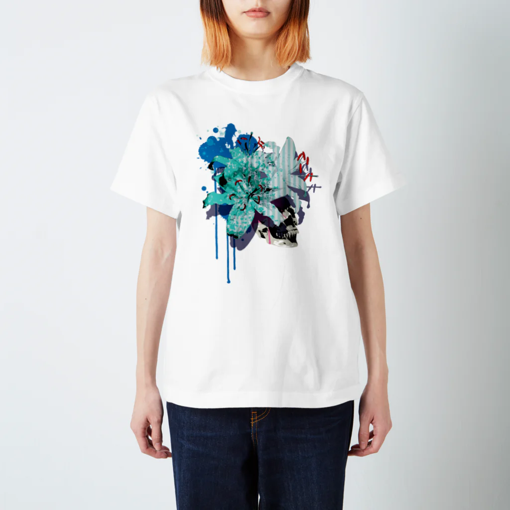 nanaqsaのLily Skull [Blue] スタンダードTシャツ