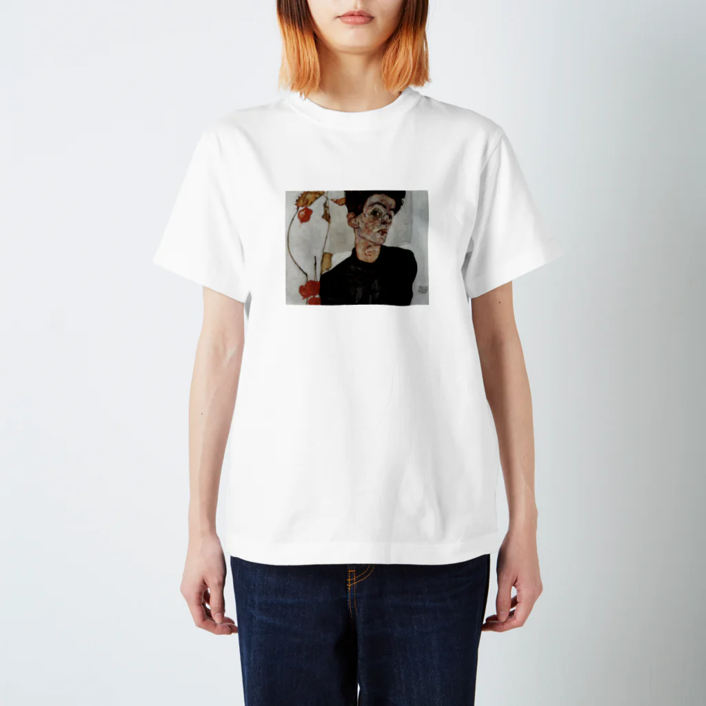 Art Baseのエゴン・シーレ / 1912 / Self-Portrait with Chinese lantern fruits / Egon Schiele Regular Fit T-Shirt