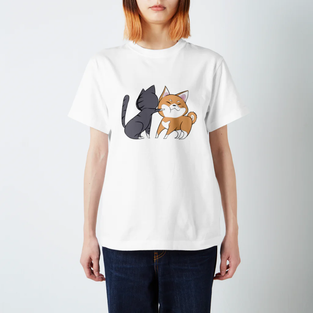 スナネコシンドバッド SUZURIキャラバンのしばねこネコパンチ スタンダードTシャツ