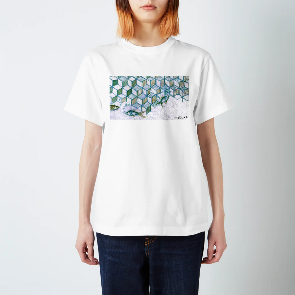 mabukaのウヲノメ ブルー Regular Fit T-Shirt