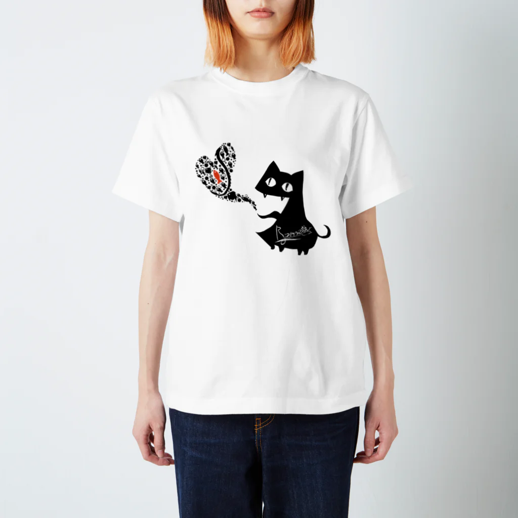 frmeowのがぶねこ　モノクロハートver. スタンダードTシャツ