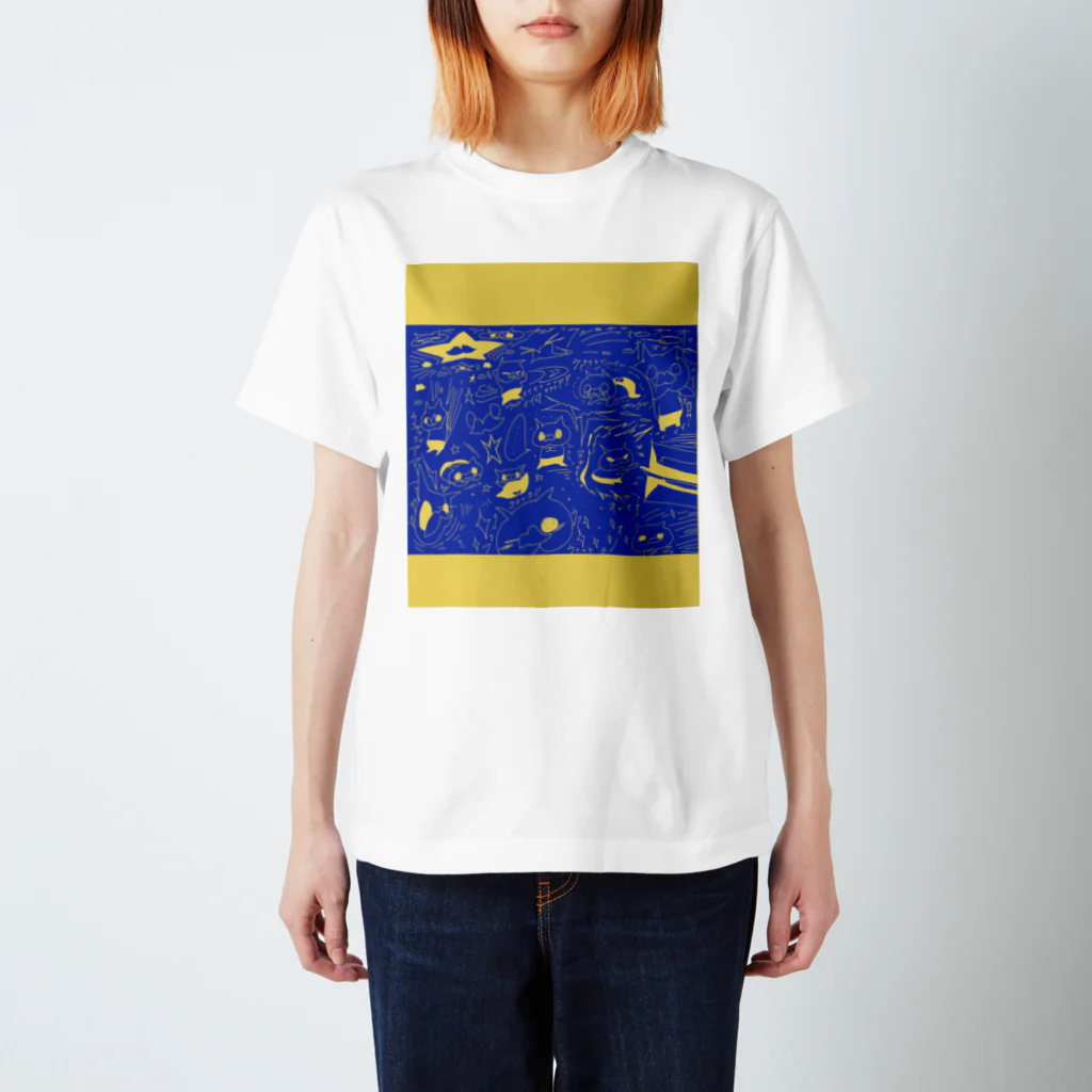 ヒゲにゃ！のヒゲにゃＴ！【ブルー】 スタンダードTシャツ