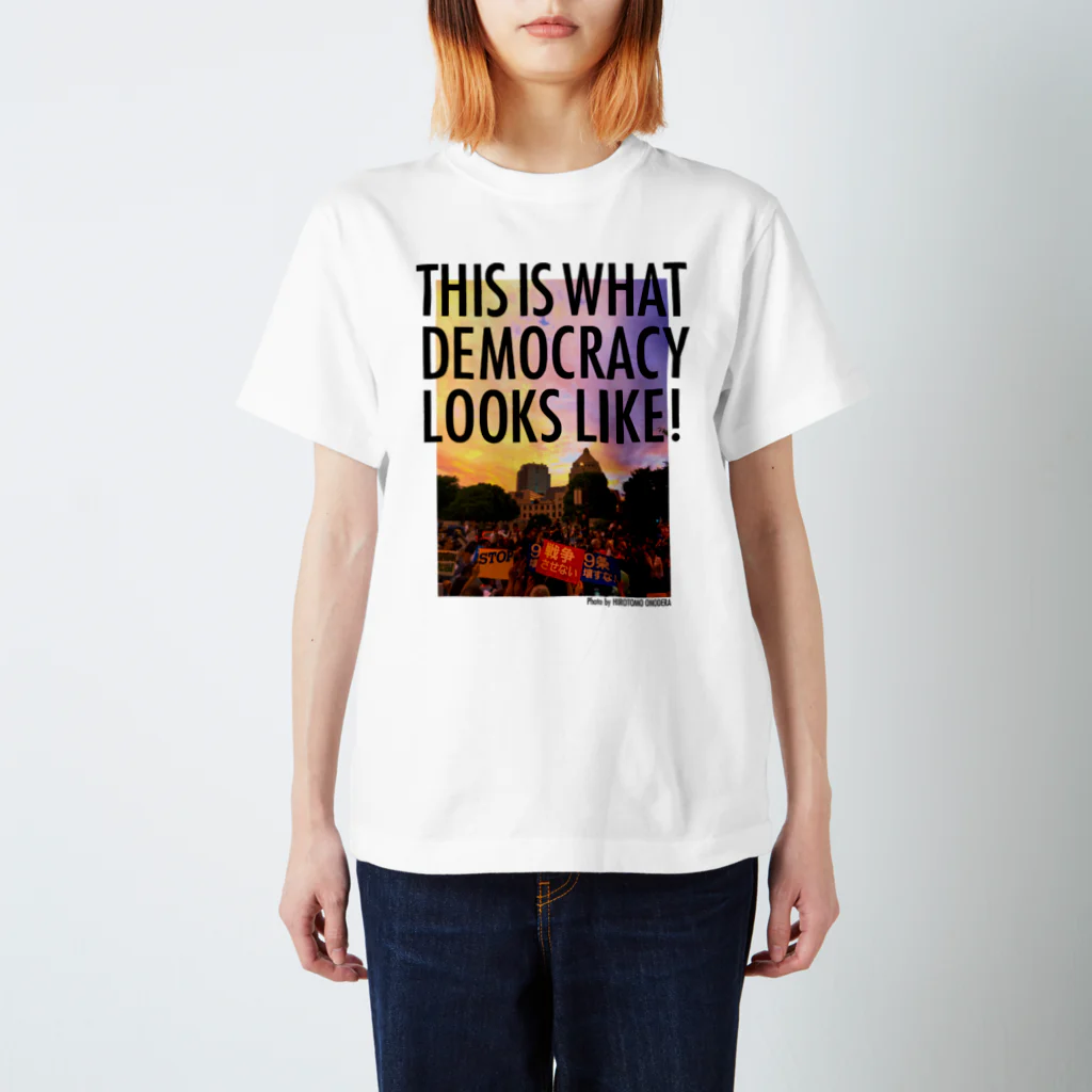 小野寺宏友の色生地用 WHAT'S DEMOCRACY? カラー 티셔츠