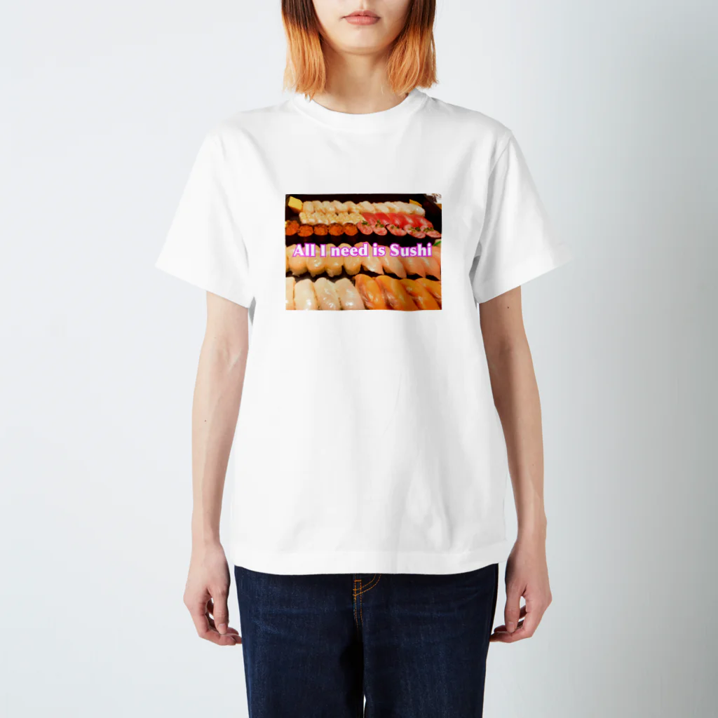 amaiamakunaiのAll I need is Sushi(文字入り) Regular Fit T-Shirt