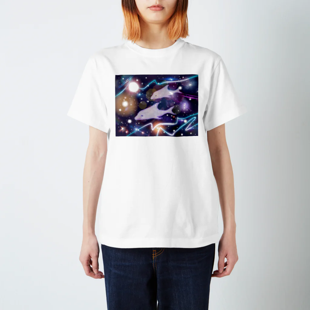 日本の妖怪&スピリチュアルの宇宙✖️イルカ(白イルカ) スタンダードTシャツ
