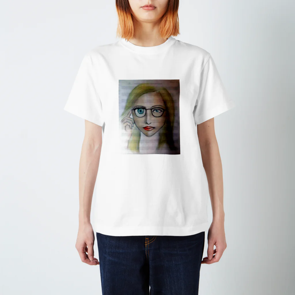 風藤松原 松原義和の右目が大きいメガネ女子 スタンダードTシャツ