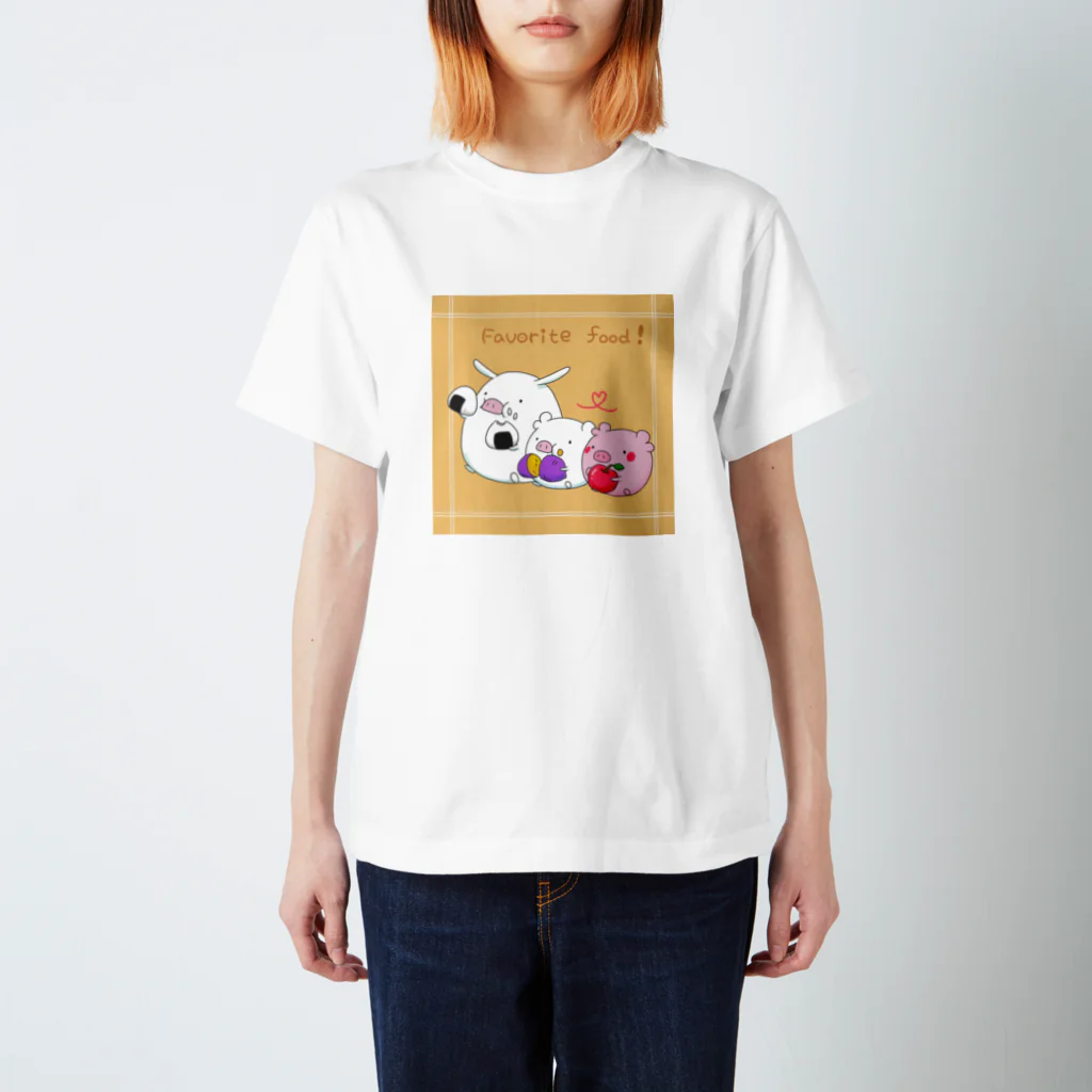 こぶたのおうち。のこぶたとすきなたべもの。 スタンダードTシャツ