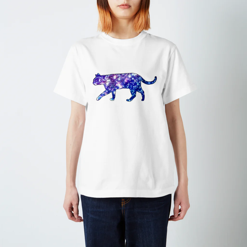 姫ONE工房の猫シルエット（ギャラクシー柄②） Regular Fit T-Shirt