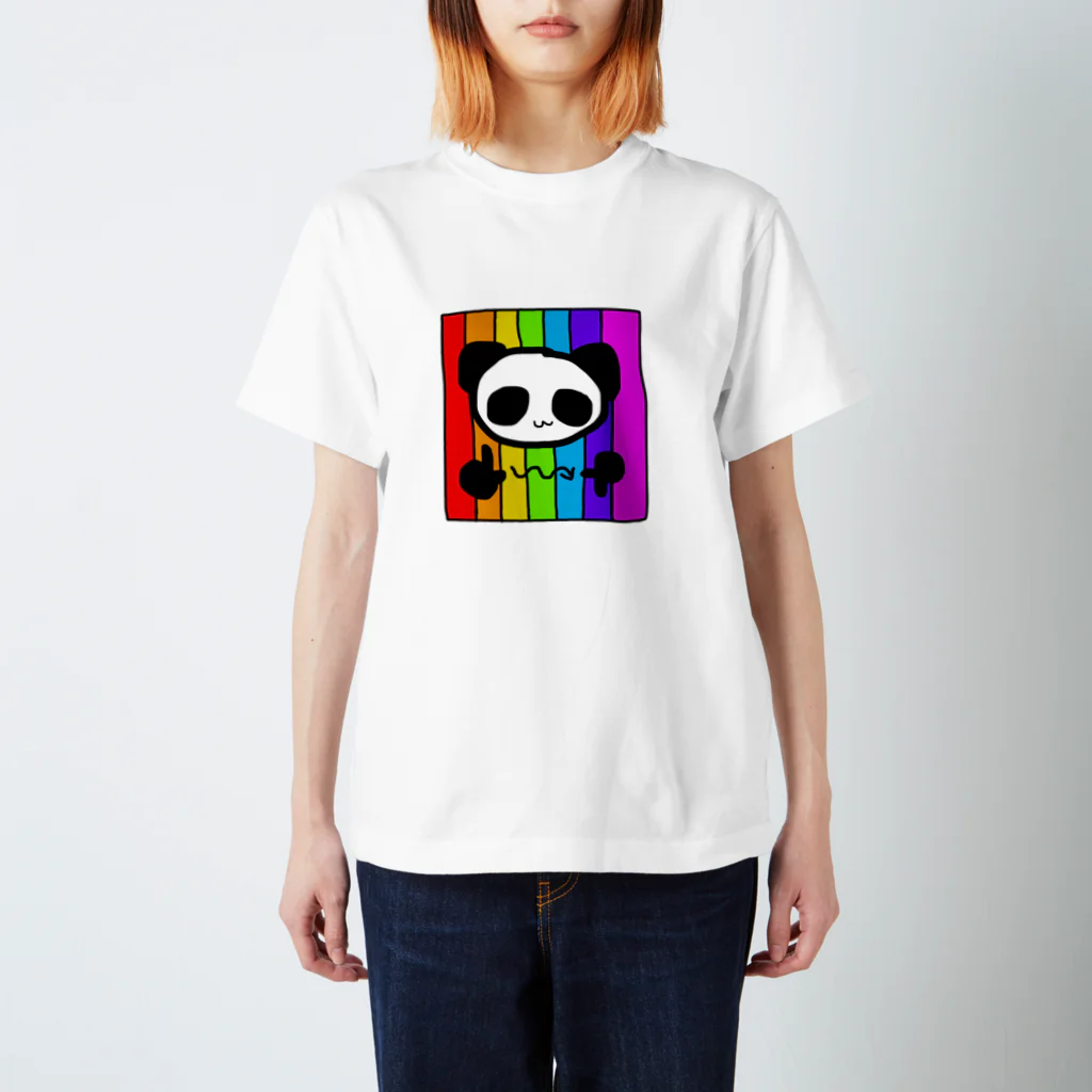 248-nijiya-のLGBT手話パンダ スタンダードTシャツ