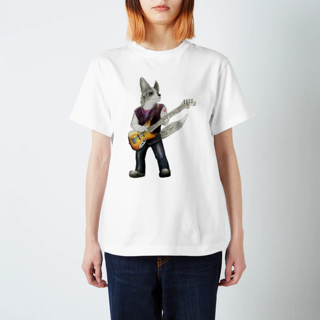 ムシコ・アニマルズ Musico Animalsのベースコーギー（ブルーマール） スタンダードTシャツ