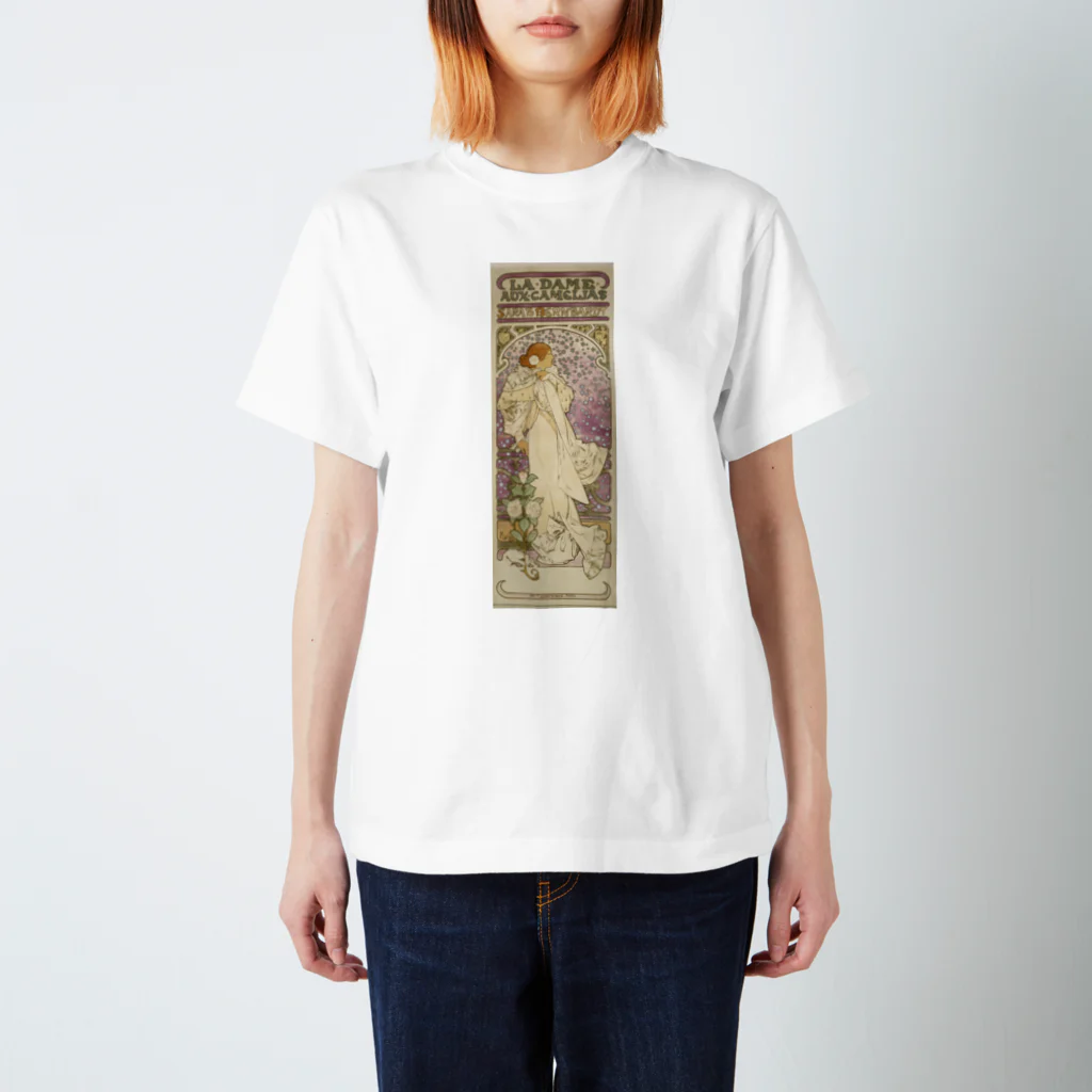 釜萢堂《かまやちどう》美術販売の「LA. DAME. / AUX. CAMELIAS / SARAH BERNHARDT」  Mucha, Alphonse／Paris Musées スタンダードTシャツ