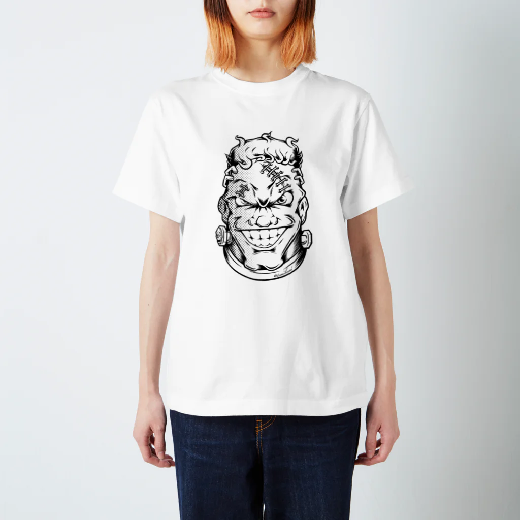 TOMOKUNIのフランケン FACE【モノクロ線画】 Regular Fit T-Shirt