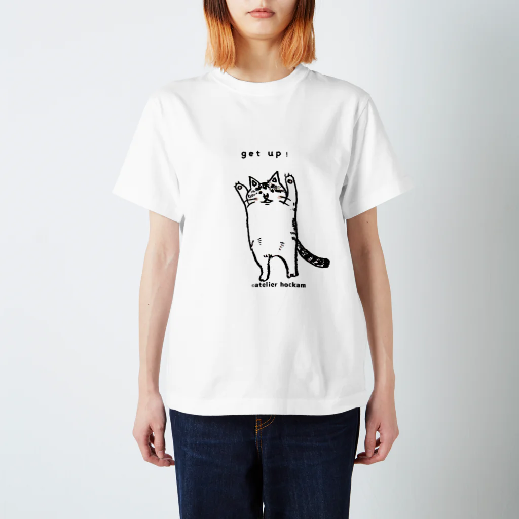 ほっかむねこ屋（アトリエほっかむ）のたちあがるねこ スタンダードTシャツ