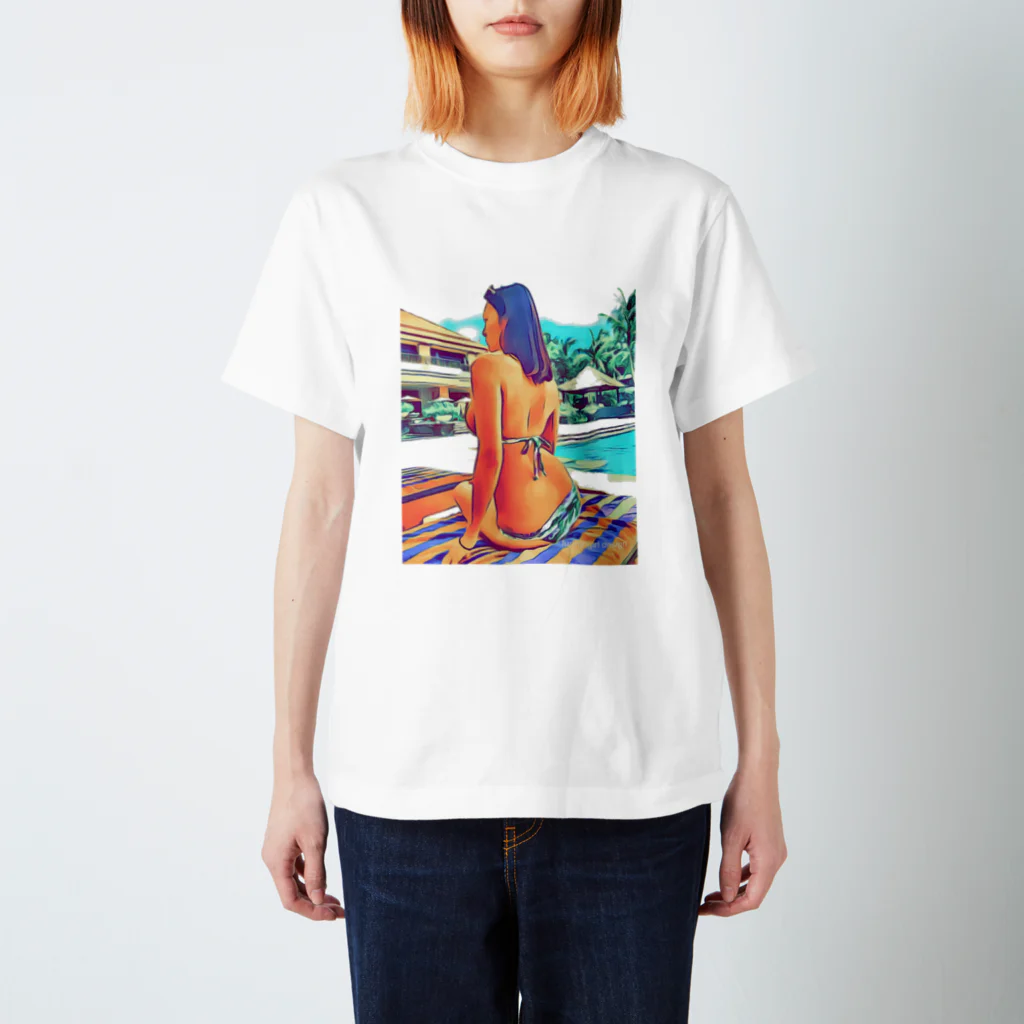 funny girl.designのsummer girl&ロゴ スタンダードTシャツ