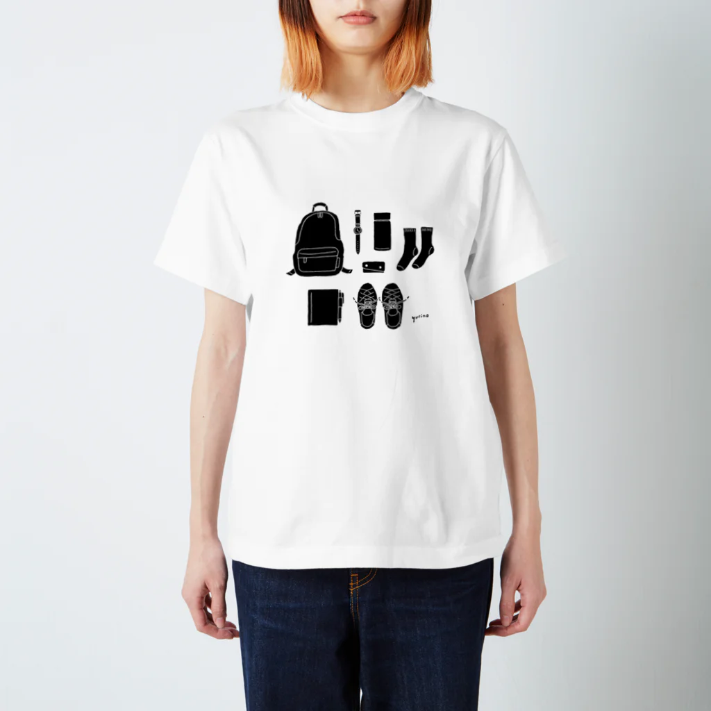 hacoya（suzuri）✏︎のおでかけ（黒） Regular Fit T-Shirt