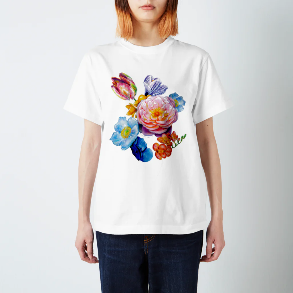 奥寺正美　masami okuderaのflowers 陰 Regular Fit T-Shirt