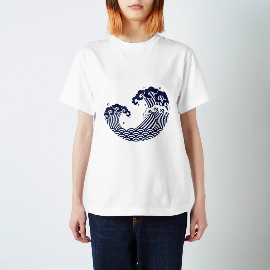 もふこの浮世絵デザイン（波） スタンダードTシャツ