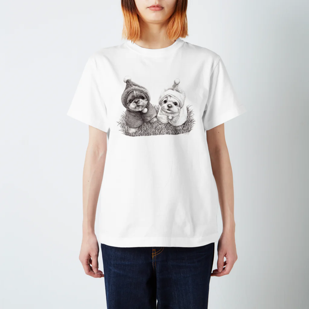 Momojiの犬画のぽんちょ隊 Regular Fit T-Shirt