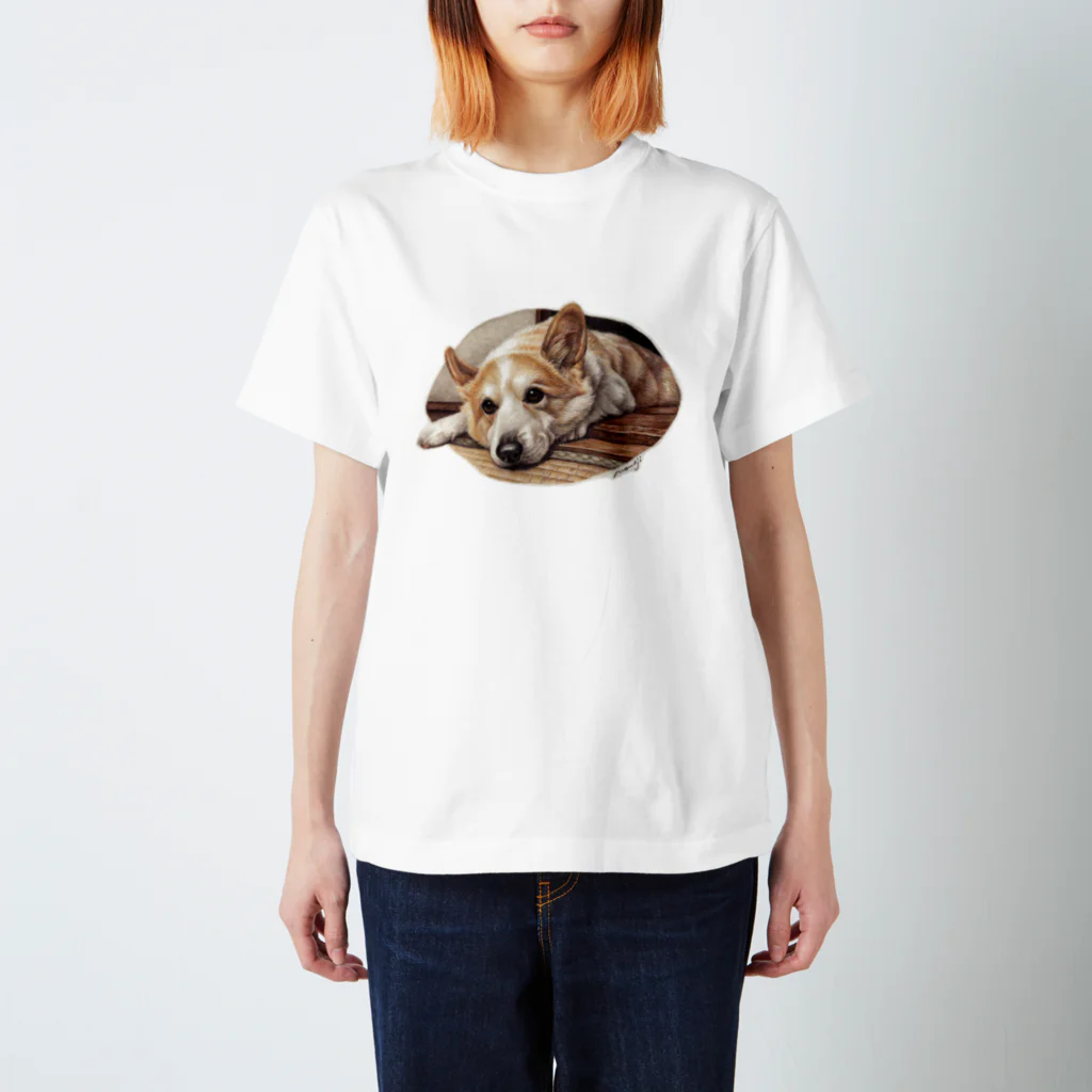 Momojiの犬画のコーギー3 スタンダードTシャツ