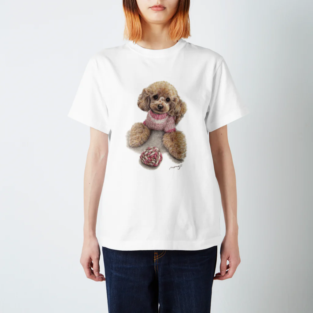 Momojiの犬画のプードル6 スタンダードTシャツ