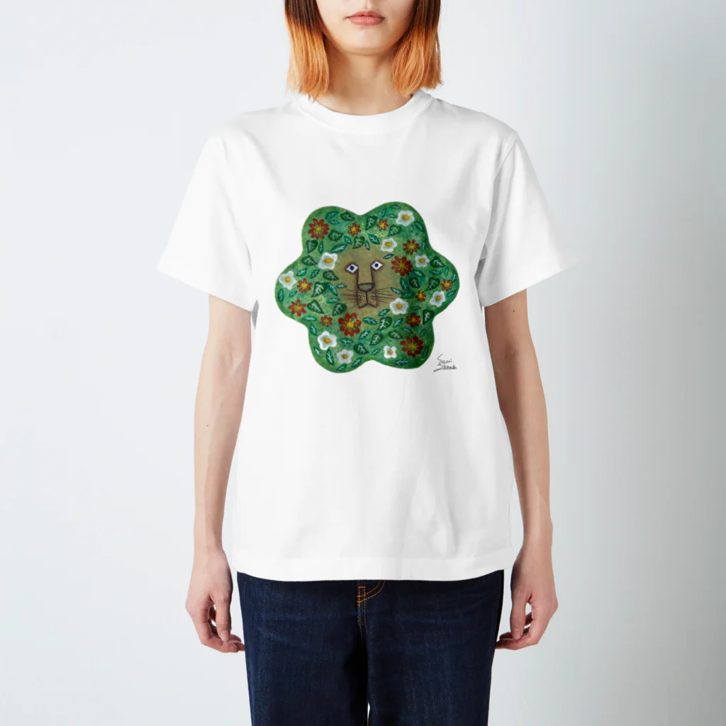 saorishinadaのライオンの花鬣 / Lion’s flower mane Regular Fit T-Shirt