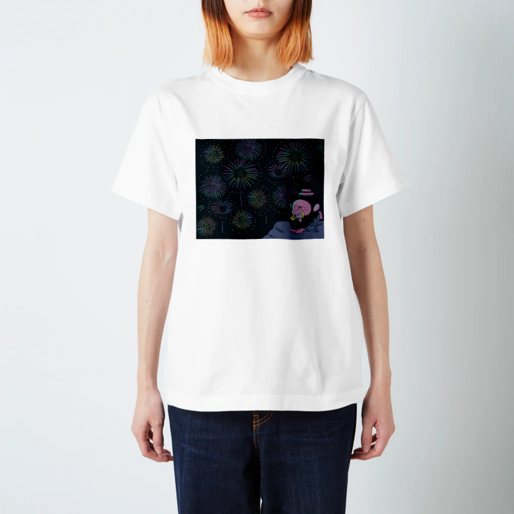 MINI BANANA ゴリラの親子のMINI BANANA  花火 スタンダードTシャツ